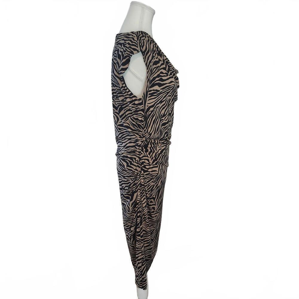 Ronni Nicole Women's Size 14 Zebra Print Casual Dress Black Beige - Picture 2 of 11